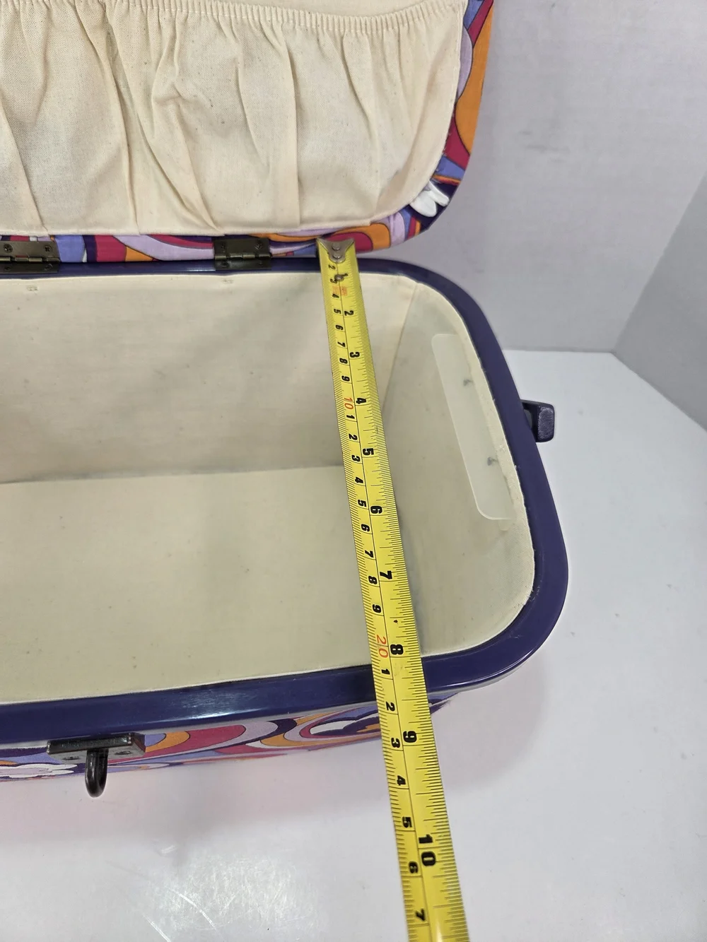 VTG. 1960-70s Peter Max Style Print Sewing Basket Groovy Flower Power Colors